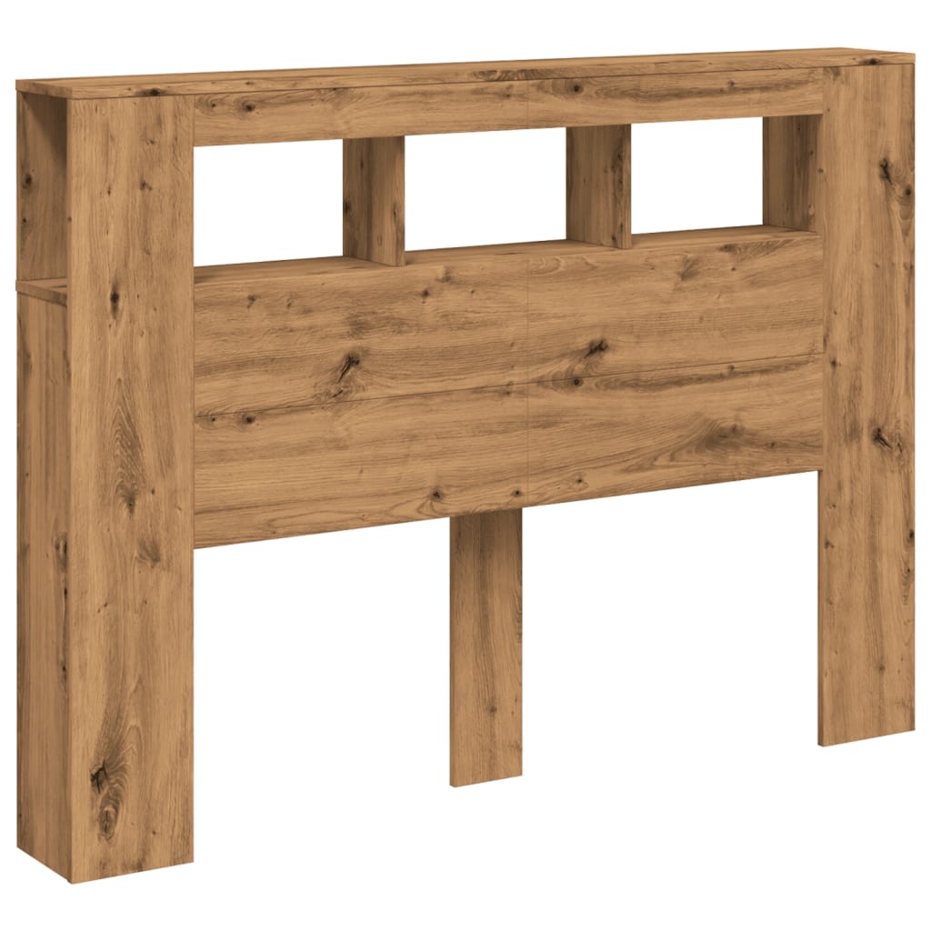 vidaXL Hoofdeinde met LED 140x18,5x103,5 cm hout artisanaal eikenkleur afbeelding