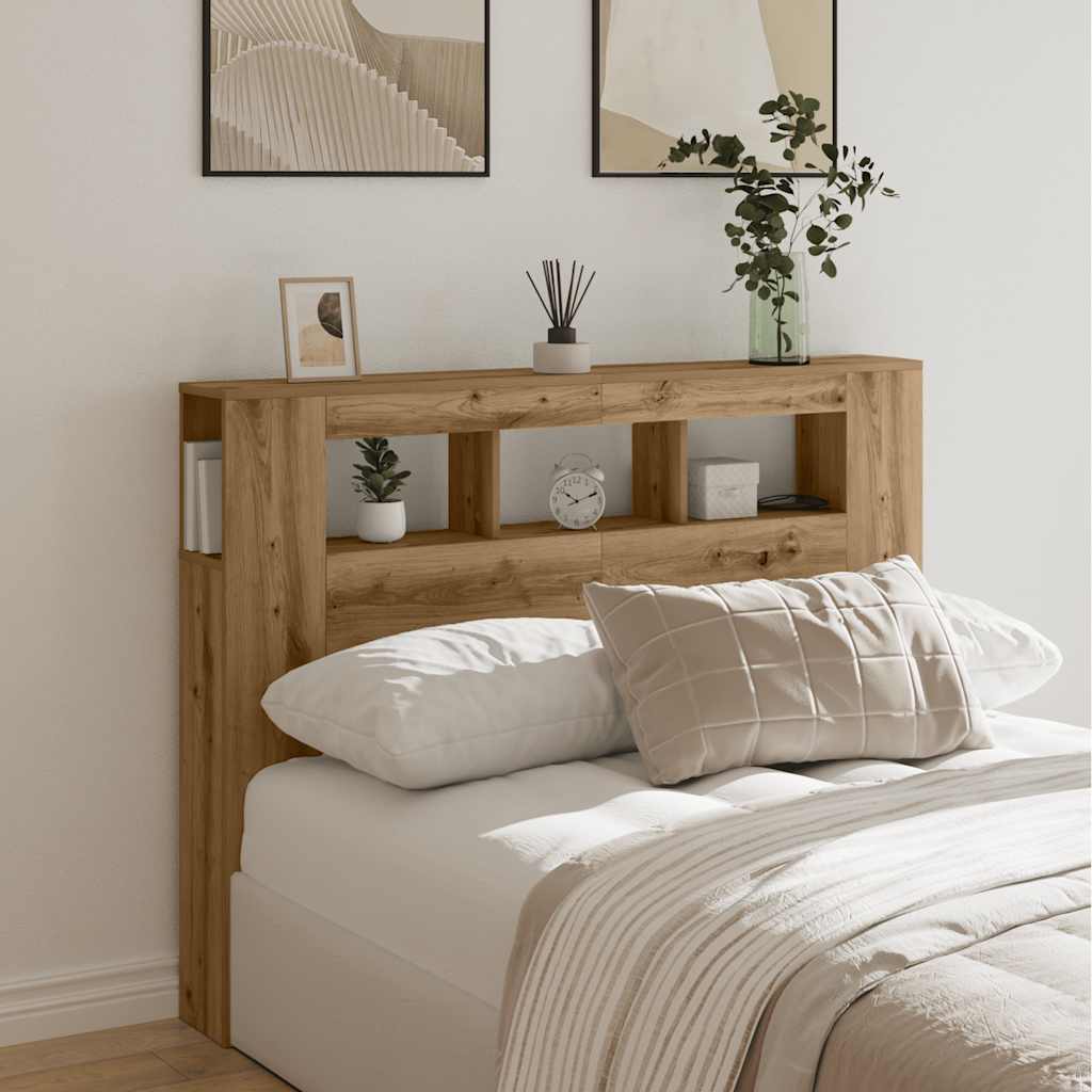 vidaXL LED-Kopfteil Artisan-Eiche 140x18,5x103,5 cm Holzwerkstoff