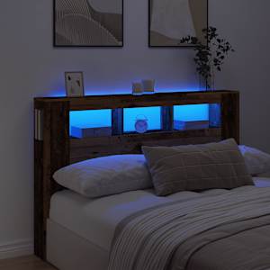 Čelo postele s LED old wood 160x18,5x103,5 cm kompozitní dřevo - obrázek 1