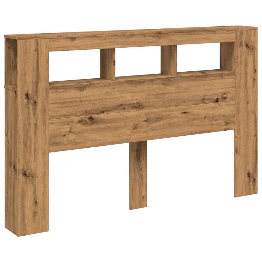 vidaXL kézműves tölgyszínű szerelt fa LED-es fejtámla 160x18,5x103,5cm