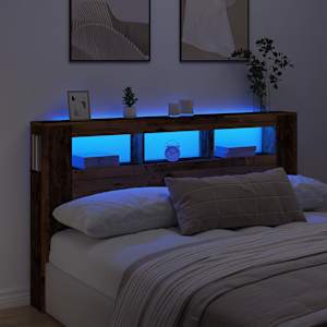 Čelo postele s LED old wood 180x18,5x103,5 cm kompozitní dřevo - obrázek 1
