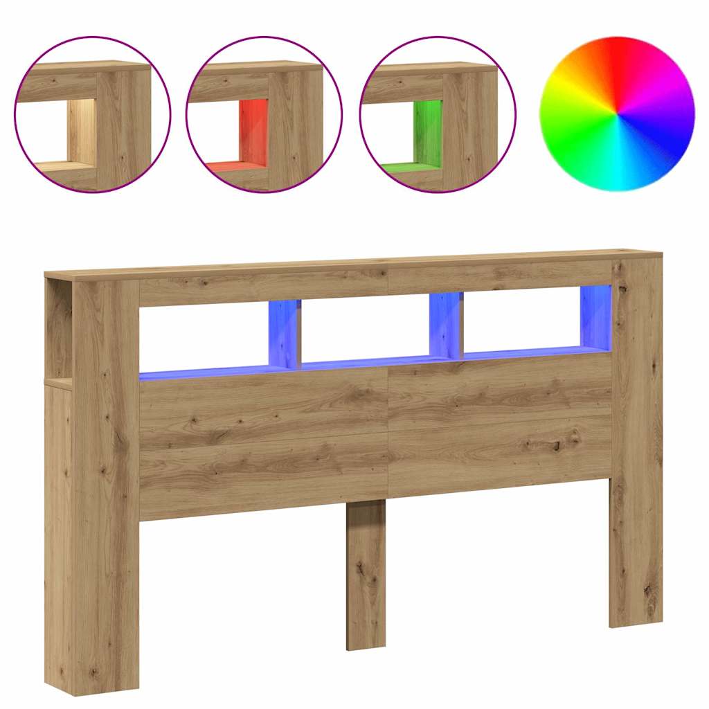 vidaXL LED  Artisan Oak 180x18,5x103,5 cm