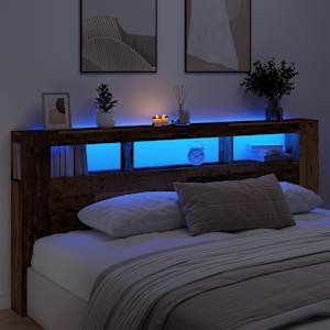 Čelo postele s LED old wood 220x18,5x103,5 cm kompozitní dřevo - obrázek 1