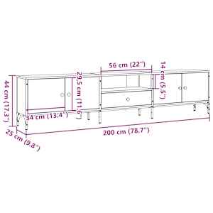 TV skříňka se zásuvkou old wood 200x25x44 cm kompozitní dřevo - obrázek 11