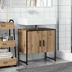 vidaXL Шкаф за мивка за баня, дъб артизан, 60x33x60см, инженерно дърво