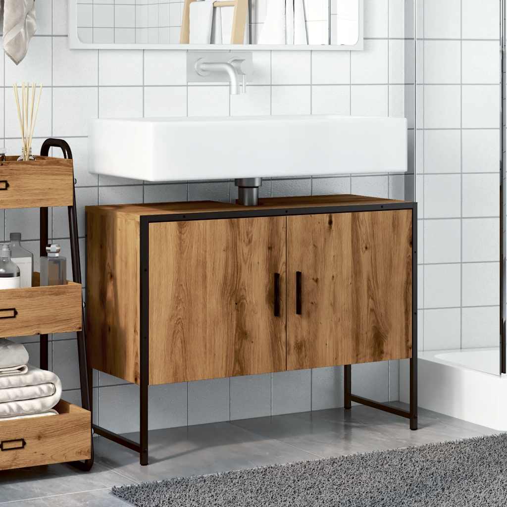 vidaXL Dulap chiuvetă baie stejar artizanal 80x33x60 cm lemn prelucrat