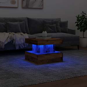 Konferenční stolek s LED osvětlením old wood 50 x 50 x 40 cm - obrázek 5