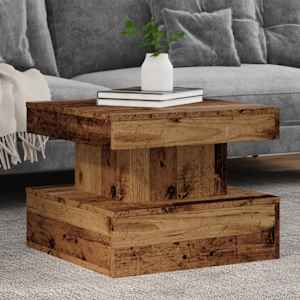 Konferenční stolek s LED osvětlením old wood 50 x 50 x 40 cm - obrázek 1