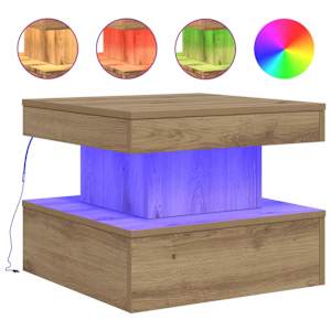 Konferenční stolek s LED osvětlením dub artisan 50 x 50 x 40 cm - obrázek 2