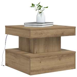 Konferenční stolek s LED osvětlením dub artisan 50 x 50 x 40 cm - obrázek 6