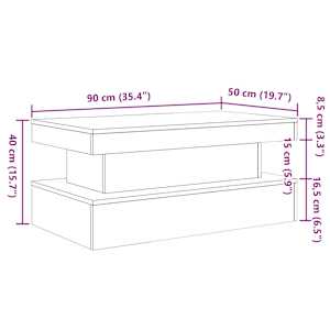 Konferenční stolek s LED osvětlením old wood 90 x 50 x 40 cm - obrázek 15