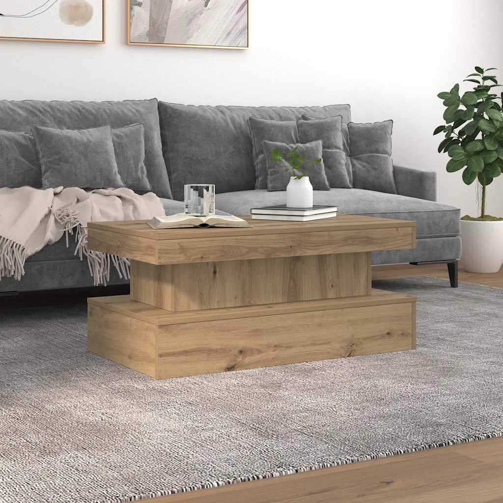 vidaXL Măsuță de cafea cu lumini LED, stejar artizanal, 90x50x40 cm