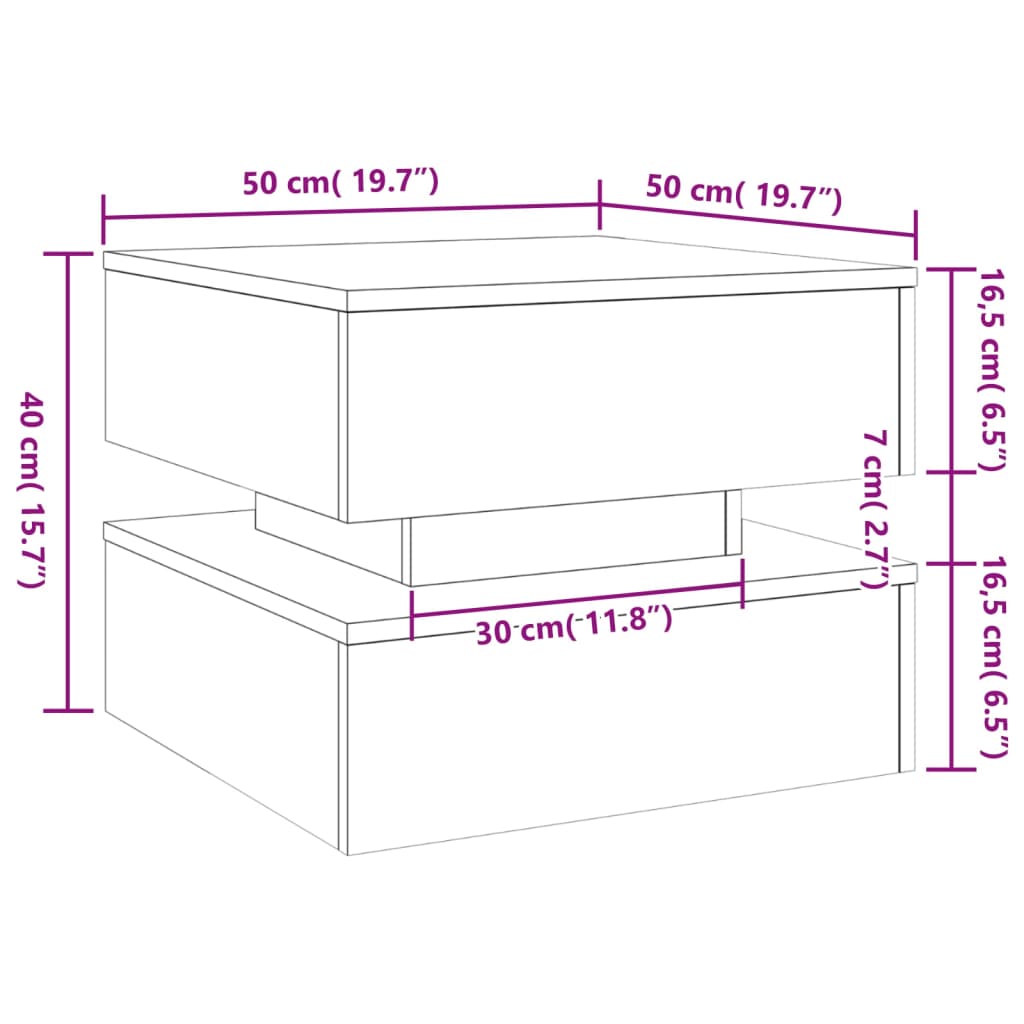 Konferenční stolek s LED osvětlením old wood 50 x 50 x 40 cm - obrázek 15
