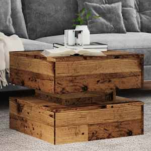 Konferenční stolek s LED osvětlením old wood 50 x 50 x 40 cm - obrázek 1