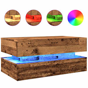 Konferenční stolek s LED osvětlením old wood 90 x 50 x 40 cm - obrázek 2