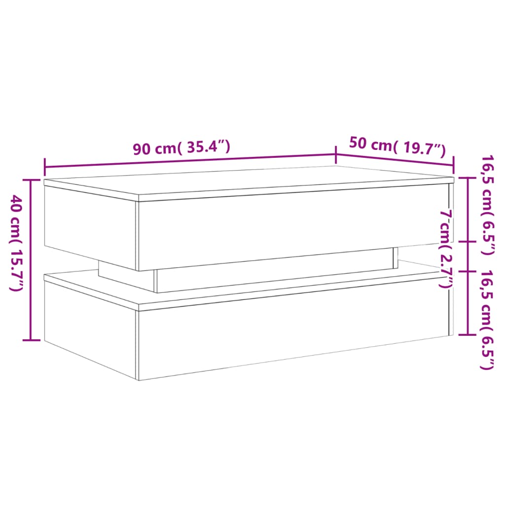 Konferenční stolek s LED osvětlením old wood 90 x 50 x 40 cm - obrázek 15