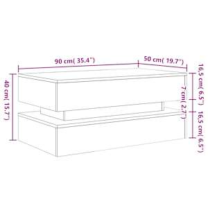 Konferenční stolek s LED osvětlením old wood 90 x 50 x 40 cm - obrázek 15