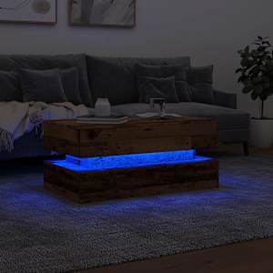Konferenční stolek s LED osvětlením old wood 90 x 50 x 40 cm - obrázek 5