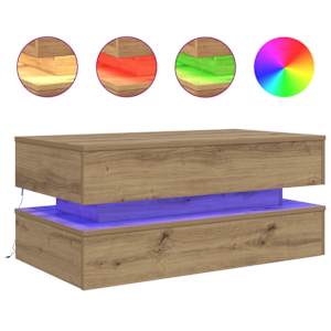 Konferenční stolek s LED osvětlením dub artisan 90 x 50 x 40 cm - obrázek 2