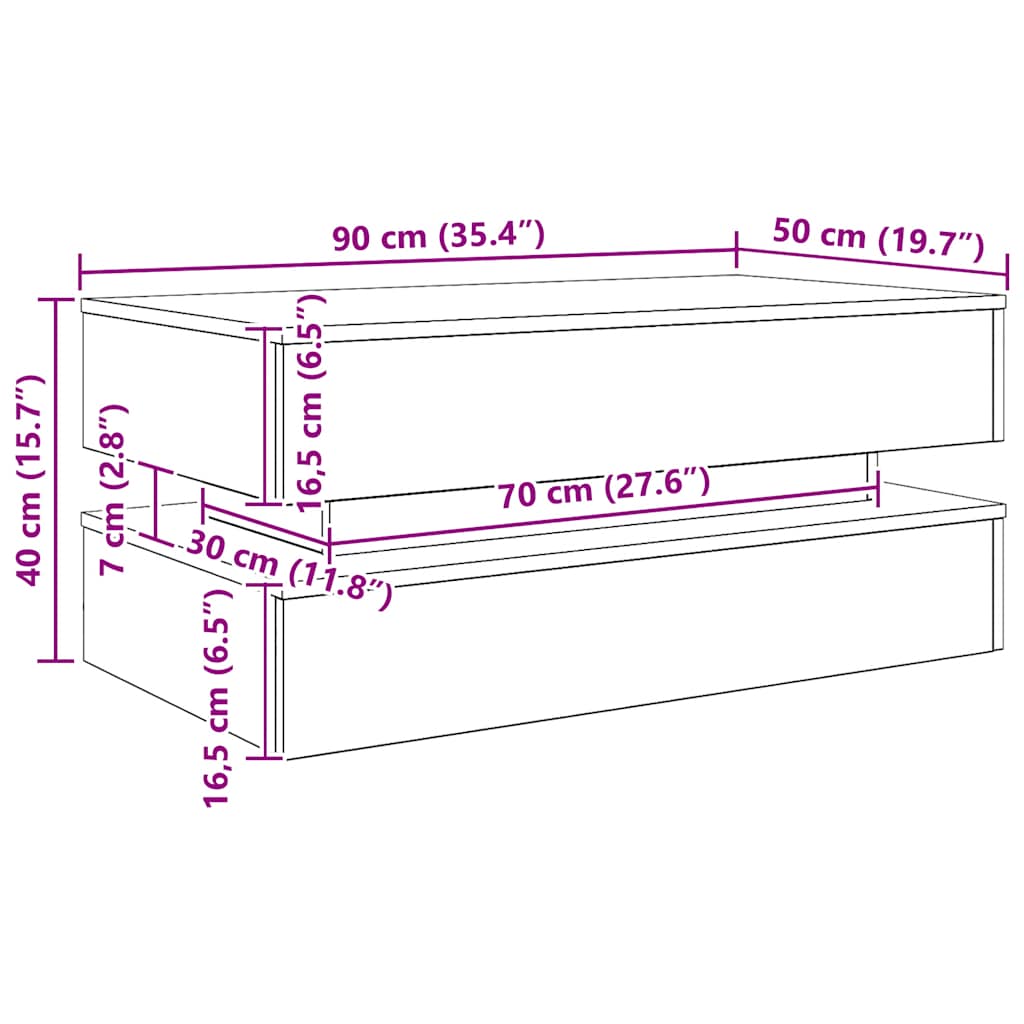 Konferenční stolek s LED osvětlením dub artisan 90 x 50 x 40 cm - obrázek 15
