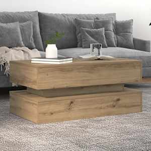 Konferenční stolek s LED osvětlením dub artisan 90 x 50 x 40 cm - obrázek 5