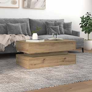 Konferenční stolek s LED osvětlením dub artisan 90 x 50 x 40 cm - obrázek 1