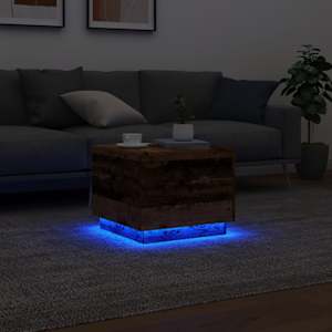 Konferenční stolek s LED osvětlením old wood 50 x 50 x 40 cm - obrázek 5