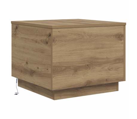 vidaXL Couchtisch mit LED-Leuchten Artisan-Eiche 50x50x40 cm