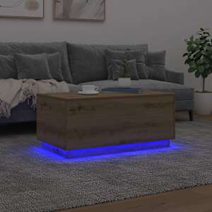 Konferenční stolek s LED osvětlením dub artisan 90 x 50 x 40 cm - obrázek 4