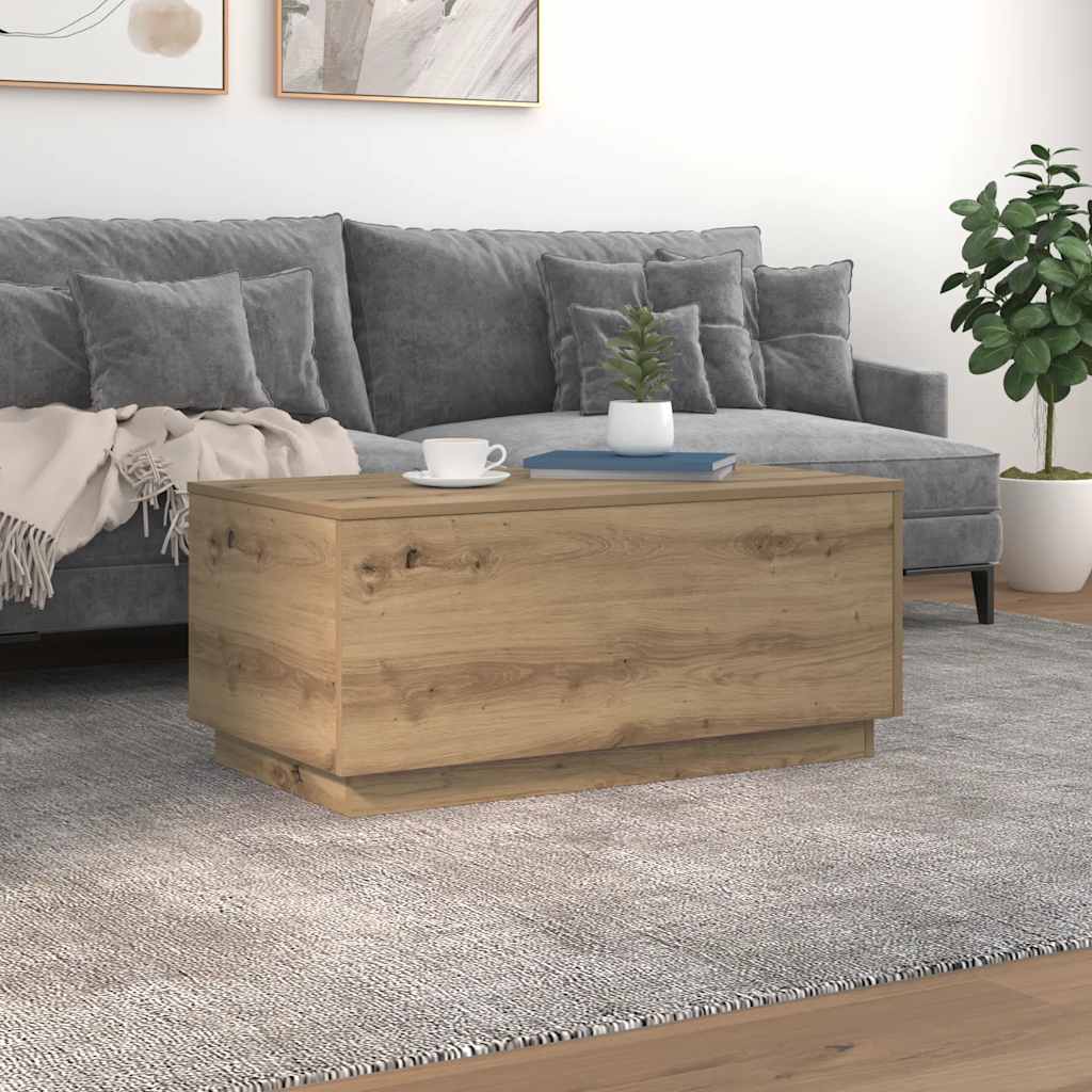 vidaXL Couchtisch mit LED-Leuchten Artisan-Eiche 90x50x40 cm