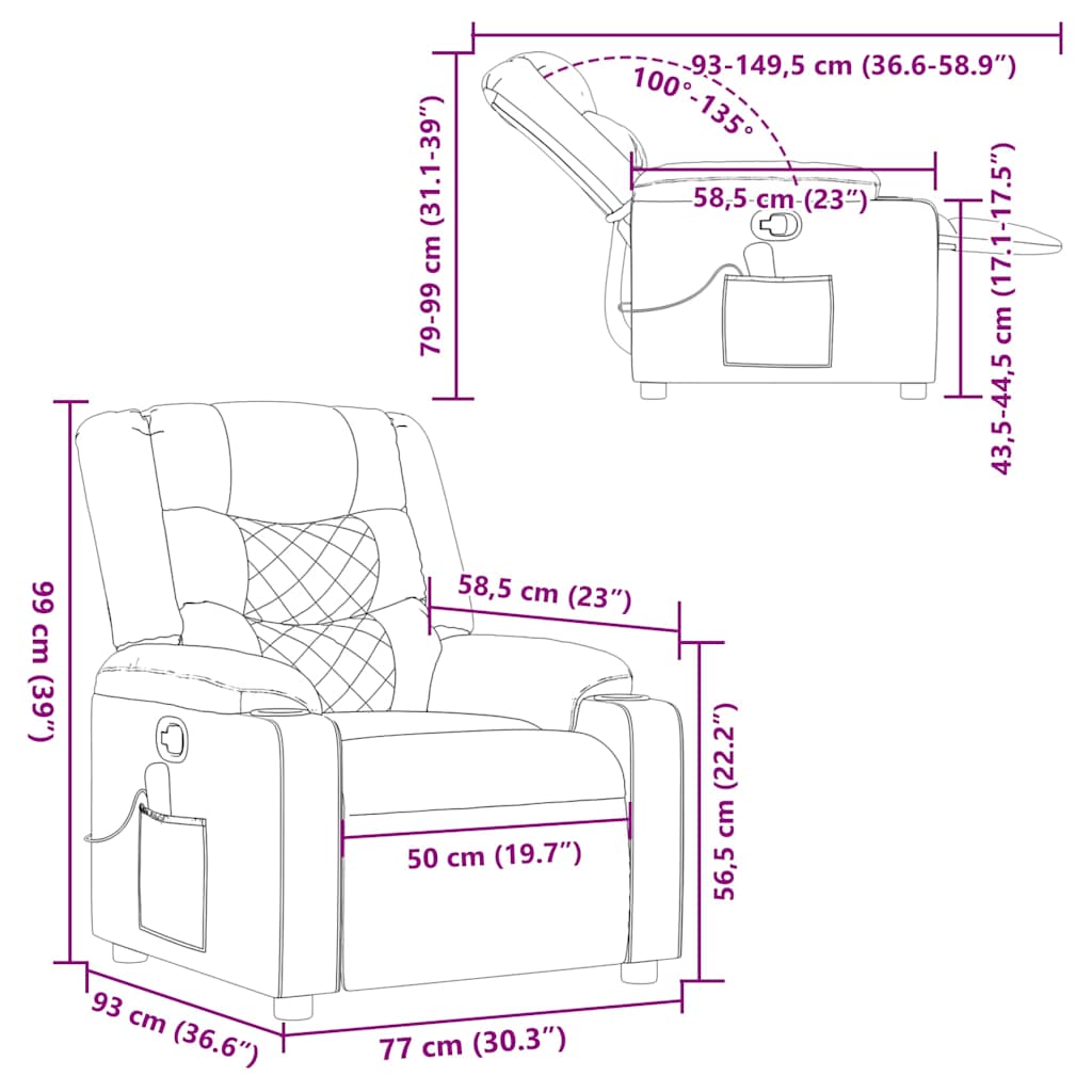masāžas krēsls, atgāžams, krēmkrāsas audums