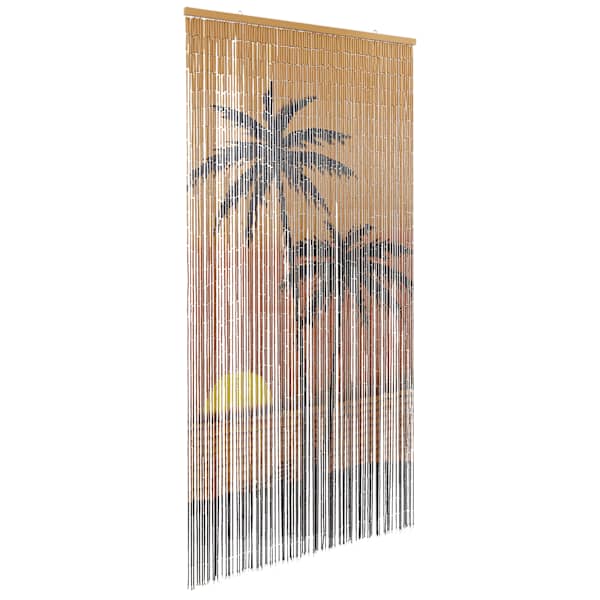 vidaXL putukaukse kardin, palmipuu print, 100x220 cm, bambus