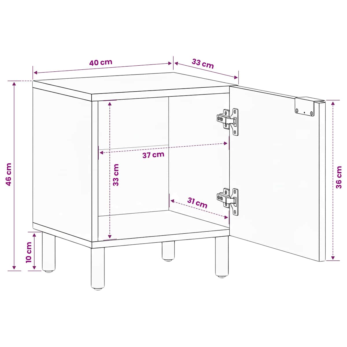 Sengeborde 40x33x46 cm massivt mangotræ sort - Billede 10