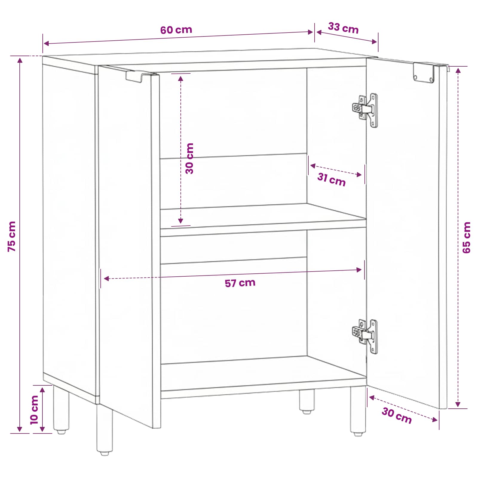 Sideboard Engineered Wood size guide