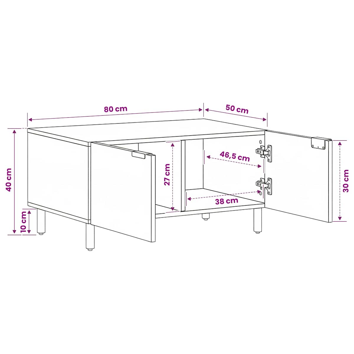 Sofabord 80x50x40 cm konstrueret træ sort - Billede 10