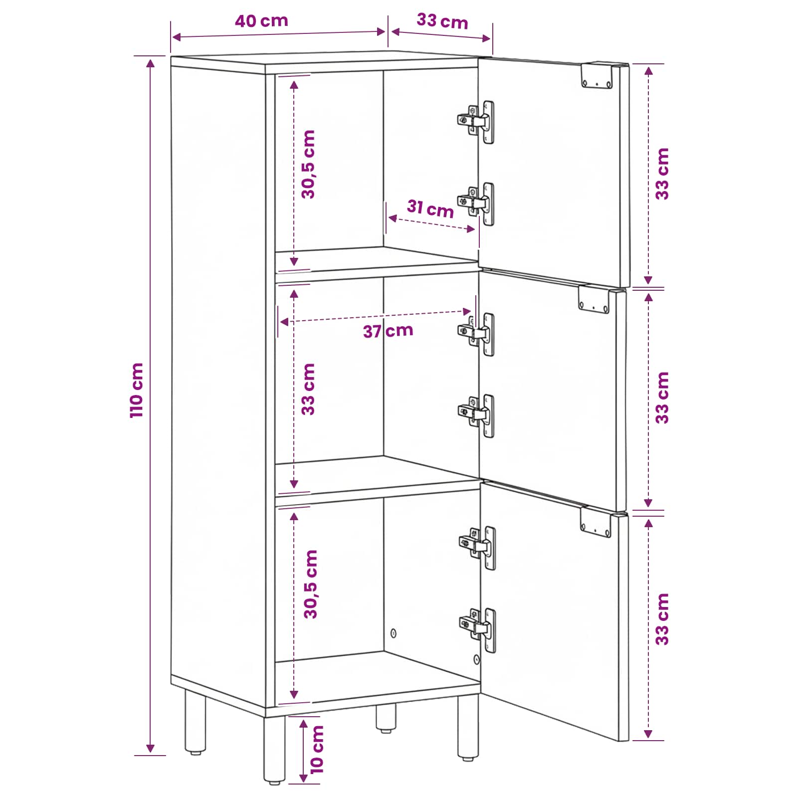 Highboard Engineered Wood size guide