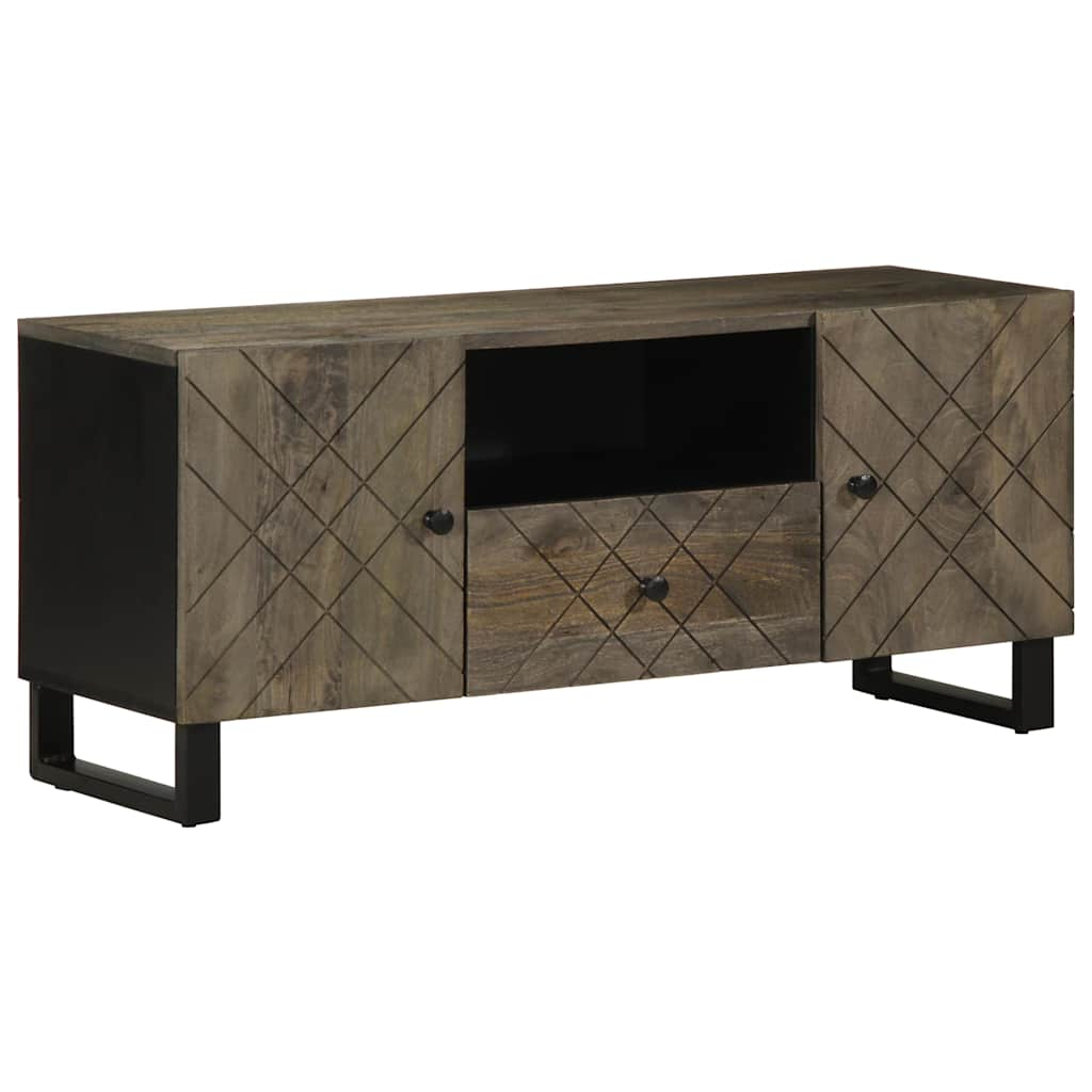 vidaXL TV-Schrank Schwarz 105x33x46 cm Massivholz Mango