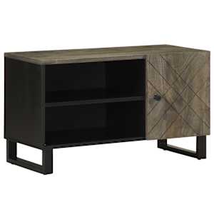 TV skříňka černá 80 x 33 x 46 cm masivní mangovníkové dřevo - obrázek 1