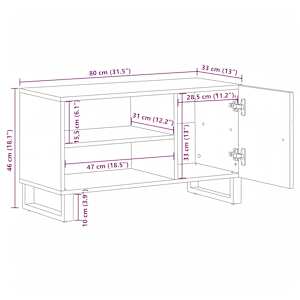 TV skříňka černá 80 x 33 x 46 cm masivní mangovníkové dřevo - obrázek 12