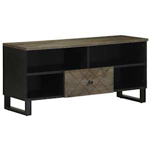 TV skříňka černá 100 x 33 x 46 cm masivní mangovníkové dřevo - obrázek 1