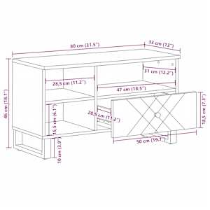 TV skříňka černá 80 x 33 x 46 cm masivní mangovníkové dřevo - obrázek 12