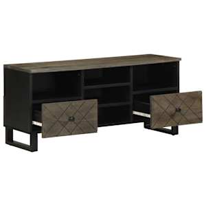 TV skříňka černá 100 x 33 x 46 cm masivní mangovníkové dřevo - obrázek 2