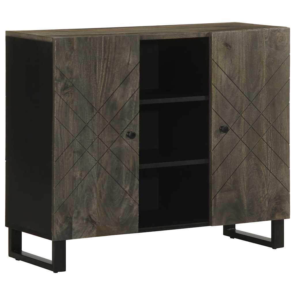 vidaXL Sideboard Schwarz 90x33x75 cm Massivholz Mango