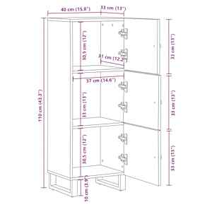 Skříň highboard černá 40x33x110 cm masivní mangovníkové dřevo - obrázek 11