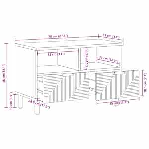 TV skříňka hnědé 70x33x46 cm masivní mangovníkové dřevo - obrázek 11