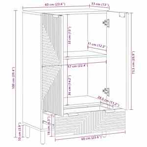 Skříň highboard hnědý 60x33x100 cm masivní mangovníkové dřevo - obrázek 11