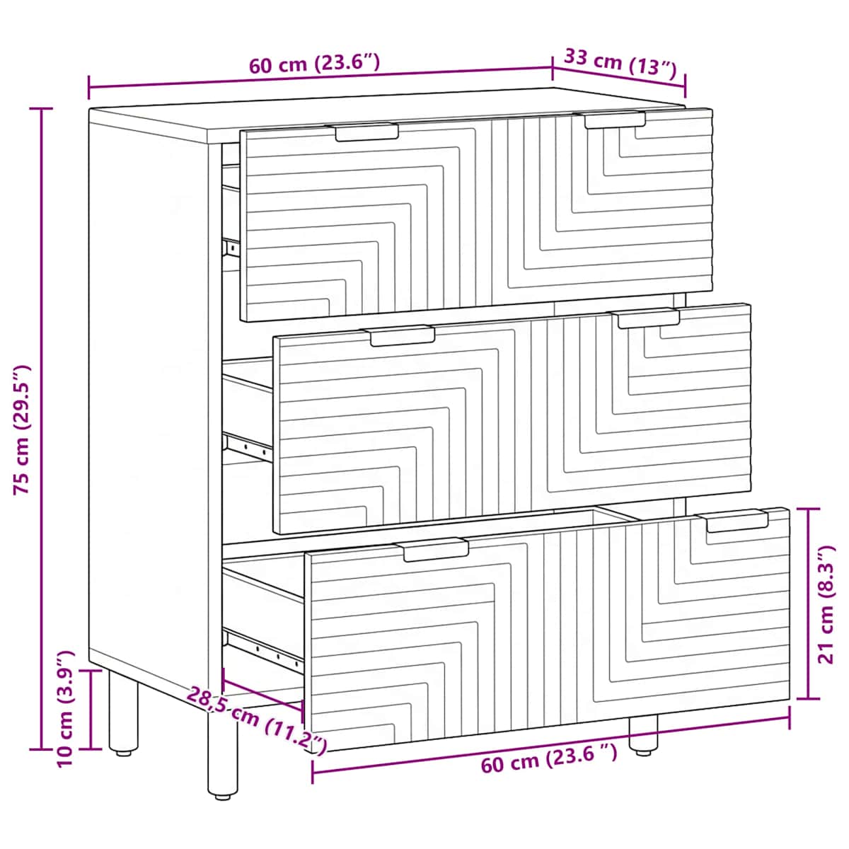 Skænk 60x33x75 cm massivt - Billede 10