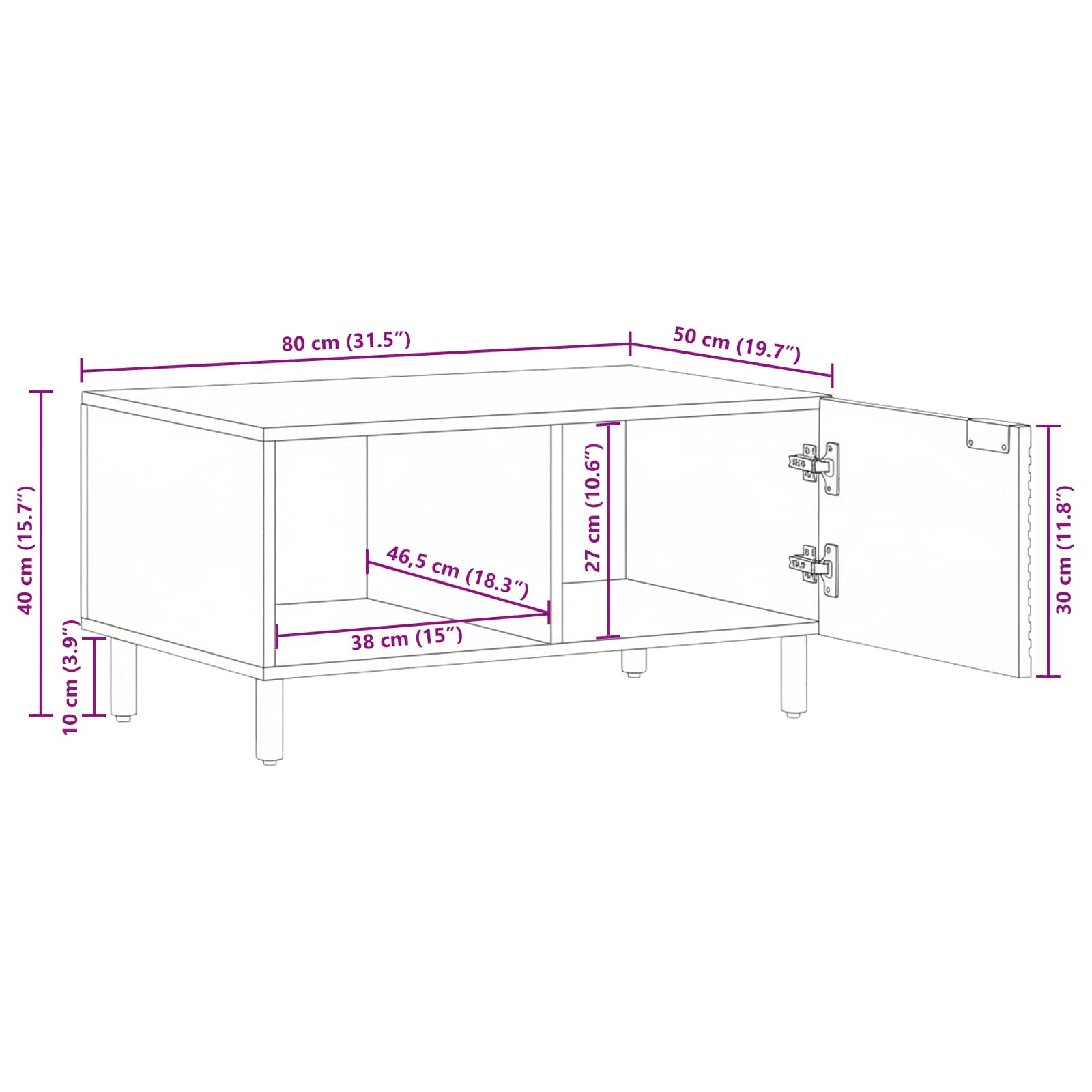 vidaXL Couchtisch 80x50x40 cm Massivholz Akazie – Bild 11