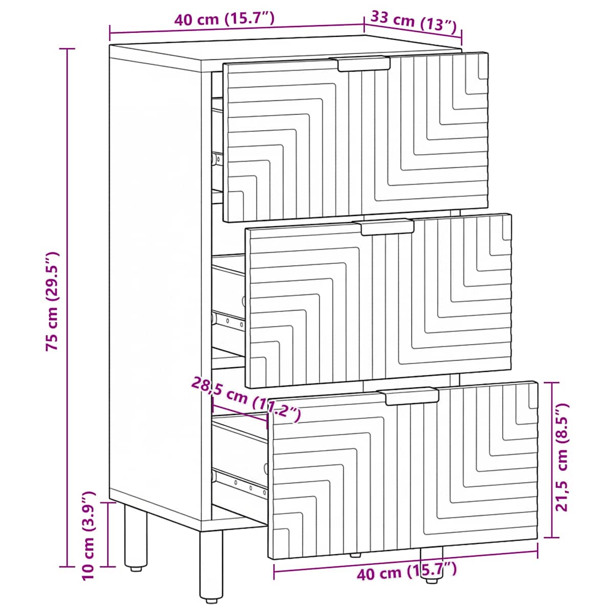 Sideboard 40 x 33 x 75 cm - Billede 11