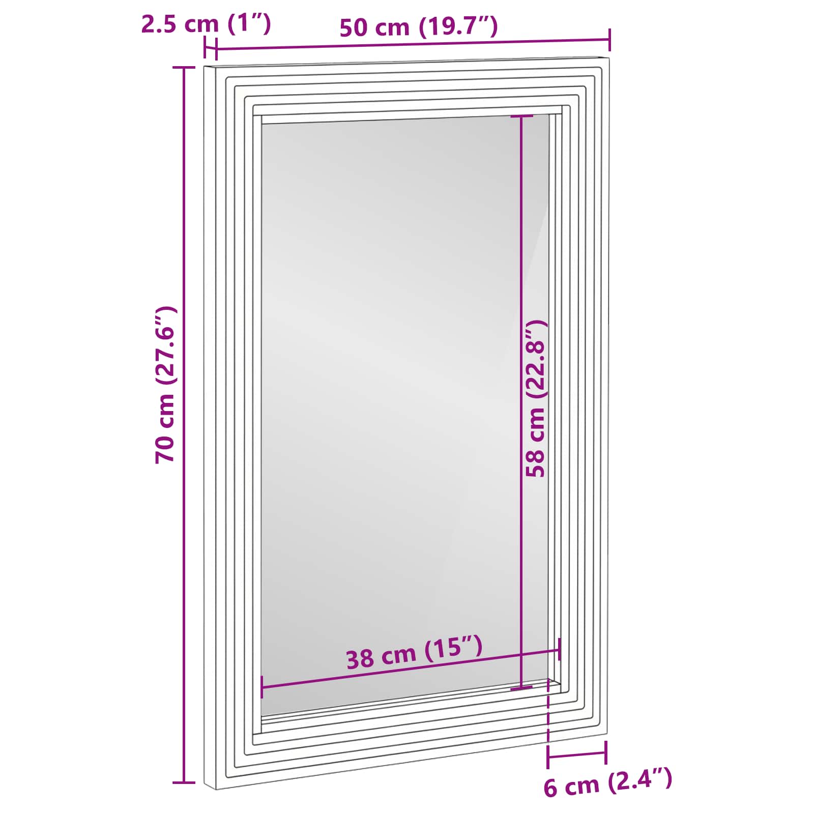 Bathroom Wall mounted size guide
